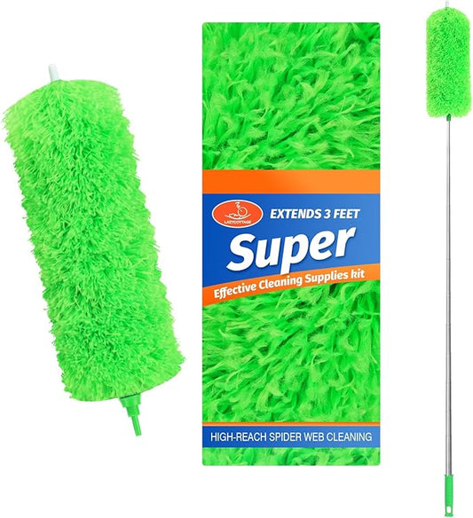 ZZ LAZYCOTTAGE Ceiling Fan Cleaner Duster, Microfiber Feather Duster with Adjustable 91.5" Telescopic Pole & Flexible Head, Extended Dusters for Ceiling Fan, Vents, Home, Blinds, Cars