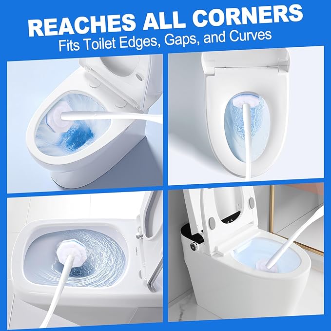 200 Count Disposable Toilet Brush,Toilet Cleaner Wand Refills Compatible with Most Toilet Brushes- No Falling Apart, Fresh Fragrance，4X Cleaning Power，Bathroom Cleaning.