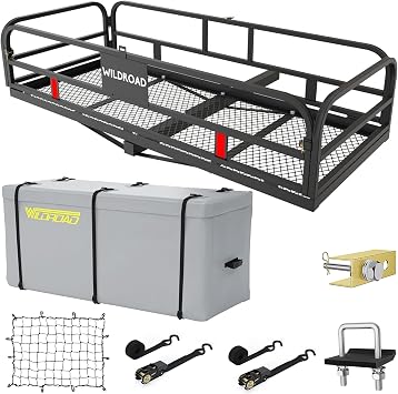 Wildroad 60"x24"x14" Hitch Cargo Carrier, Fits 2" Receiver - Cargo Bag Set