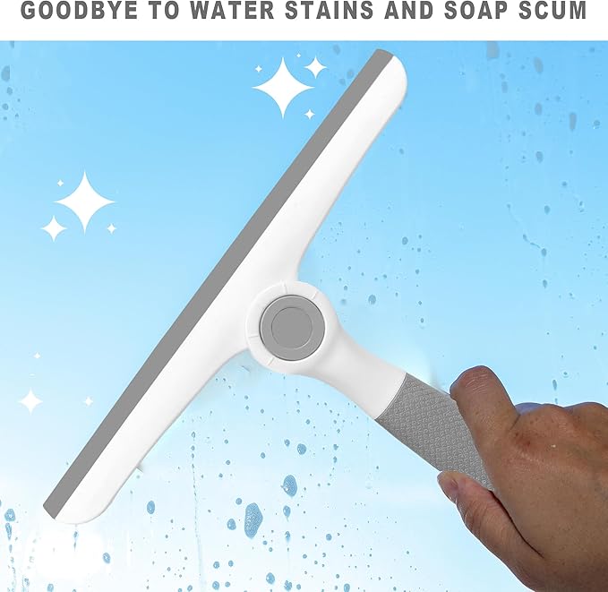 NBGYTECH Window Squeegee Household Cleaning Scraper Handheld Squeegee for Shower Glass Door Mirror Car Windshield (White Plastic Handle)