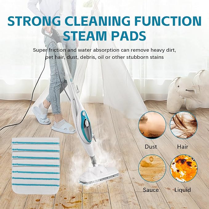 Steam Mop Pads Compatible with Black+Decker Steam Mop SM1600, SM1610, SM1620, HSM13E1, HSMC1300FX, HSMC1321, HSMC1361SG SMP20 - Washable Pads Replacement for Floor Cleaning - 8Pack