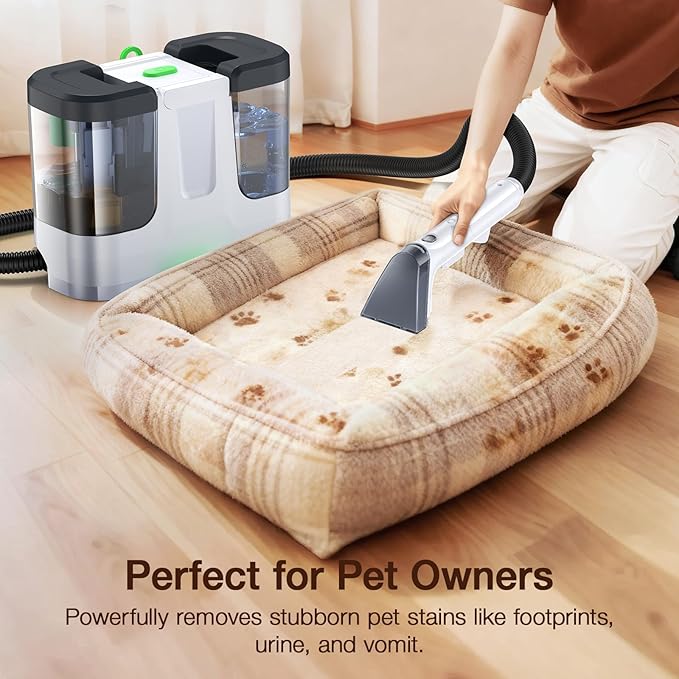 Portable Carpet & Upholstery Cleaner, 18Kpa Carpet Cleaner Machine for Deep Stain Removal, Spot Cleaner for Pet Accidents, Area Rugs, Stairs, Car Seats & Couches, Includes Tools & Self-Cleaning