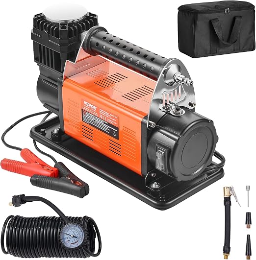 VEVOR 12V Portable Tire Inflator, 7.06CFM Heavy Duty Air Compressor, 150PSI Offroad Air Pump with Adapters for Car SUV R