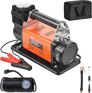 VEVOR 12V Portable Tire Inflator, 7.06CFM Heavy Duty Air Compressor, 150PSI Offroad Air Pump with Adapters for Car SUV R