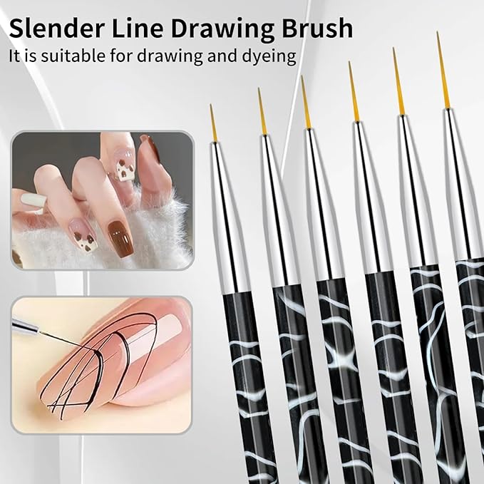 28Pcs Black Handle Nail Art Brush Set - All-in-One Manicure Tool Kit with Cuticle Brush, Dust Brush, Liner Brush & Builder Gel Brushes for Salon & DIY Nail Art