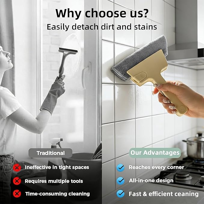Window Track Cleaner, 4-in-1 Crevice Cleaning Brush (with Bristle Brush, Gap Dustpan, Scraper), Handheld Window Sill Cleaner Tool, Window Track Cleaning Tools for Sliding Door, Home Cleaning (3 Pack)