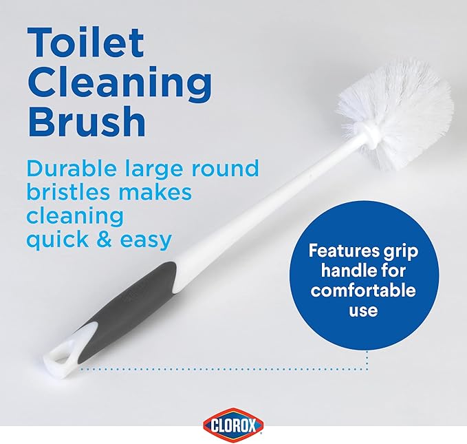 Clorox Toilet Plunger and Brush Bowl Set with Holder Caddy Storage for Cleaning Bathroom and Unclogging Toilets, White & Gray (Pack of 12)