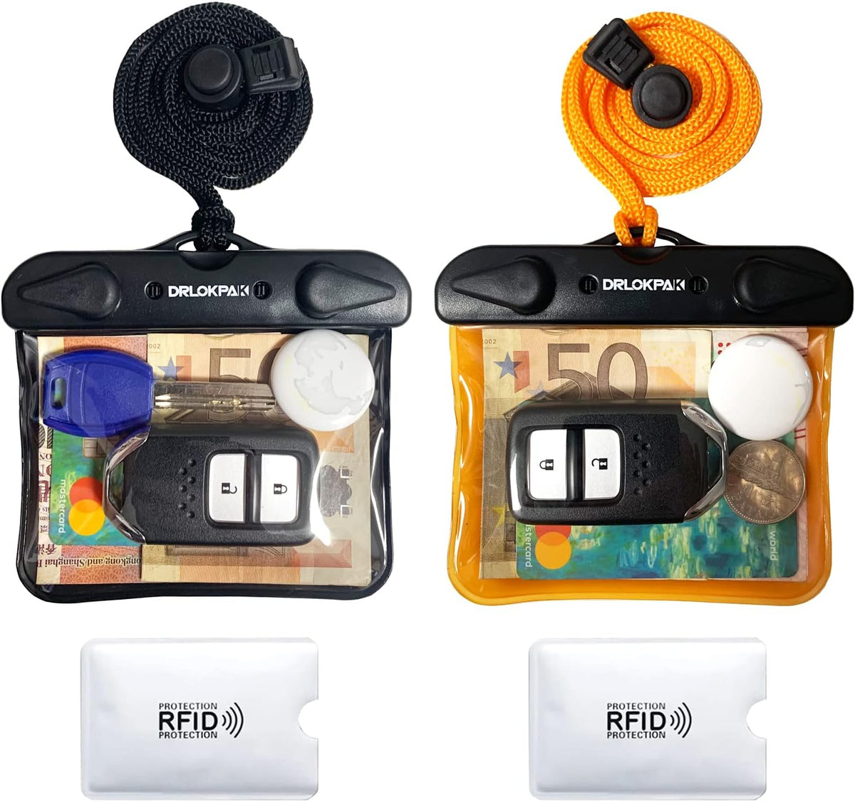DRLOKPAK Submersible Waterproof Wallet 2Pack Dry Car Key FOB Case Bag