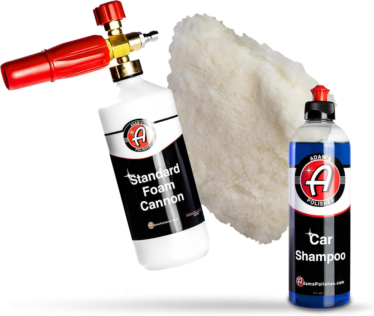 Adam's Polishes Standard Foam Cannon, Car Shampoo & Wash Pad Bundle - Foam Cannon Soap Sprayer for Car Wash, Patio & House Cleaning | Sprayer Cleaner Cannister for Pressure Washer