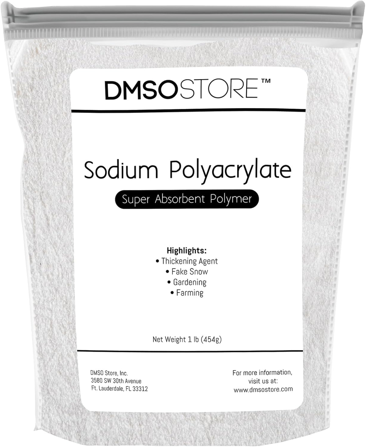 Sodium Polyacrylate 1 lb. Super Water Absorbent Polymer for Making Instant Fake Snow Cleaning Spills, as a Thickener and for ice Packs. Absorbs 1000 times its own weight with Water. Made