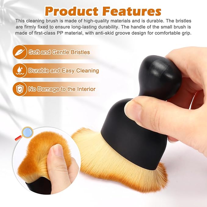 Auto Car Detailing Brush Set Car Interior Cleaning Kit Includes 3 Boar Hair Detail Brush,3 Wire Brush, 3 Air Vent Brush for Cleaning Car Interior Exterior, Dashboard Engines Leather Wheel