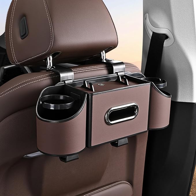 Back Seat Car Organizer,4 in 1 Multifunctional Car Back Seat Storage Box with Drink Cup Holder Tissue Box, for Hold Phon