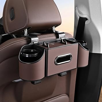 Back Seat Car Organizer,4 in 1 Multifunctional Car Back Seat Storage Box with Drink Cup Holder Tissue Box, for Hold Phon