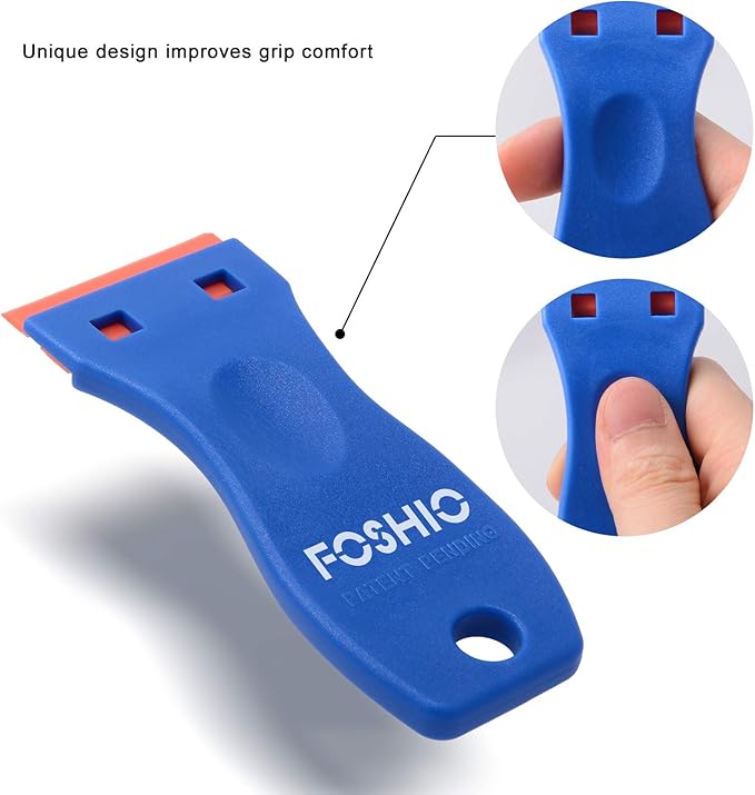 FOSHIO 20PCS Blue Plastic Razor Blade Scraper Tool for Gasket Remover, Sticker Remover, Labels Decal and Adhesive Remover for Windows and Glass