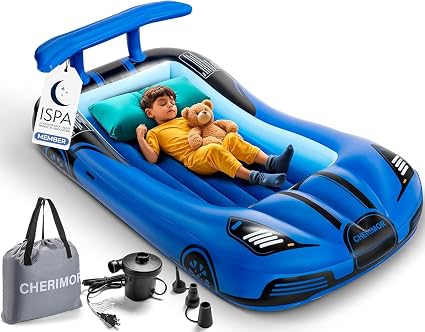 CHERIMOR Inflatable Toddler Travel Bed with 4 Safety Bumpers & Auto Pump