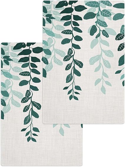 Rustic Vintage Leaves Waffle Kitchen Hand Towels Set of 2,Super Absorbent & Quick Dry Hair Dish Bath Tea Golf Microfiber