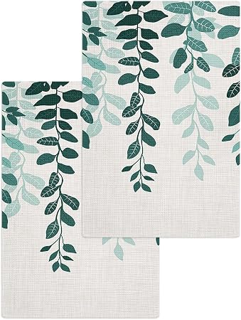 Rustic Vintage Leaves Waffle Kitchen Hand Towels Set of 2,Super Absorbent & Quick Dry Hair Dish Bath Tea Golf Microfiber