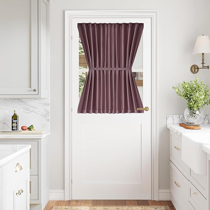 Vatge Half Curtains for Windows Small Door Window Curtains for Glass Door, 1 Panel, W54 x L40, Nostalgia Rose