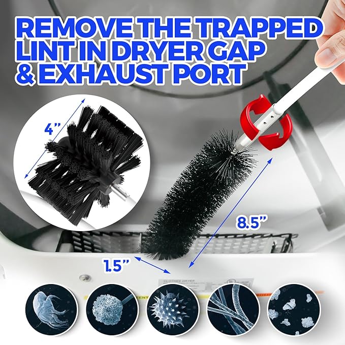 Holikme 32 Feet Dryer Vent Cleaner Kit, Lint Remover,Fireplace Chimney Brushes, Extends Up to 32 Feet, Synthetic Brush Head, Use with or Without a Power Drill