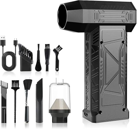 High-Speed Turbo Handheld Fan & Vacuum Cleaner Combo | 130,000 RPM Brushless Motor | Powerful Rechargeable Portable Fan 