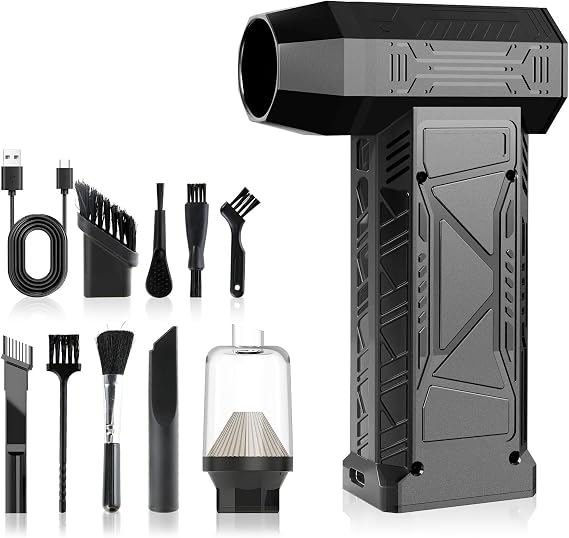 High-Speed Turbo Handheld Fan & Vacuum Cleaner Combo | 130,000 RPM Brushless Motor | Powerful Rechargeable Portable Fan 