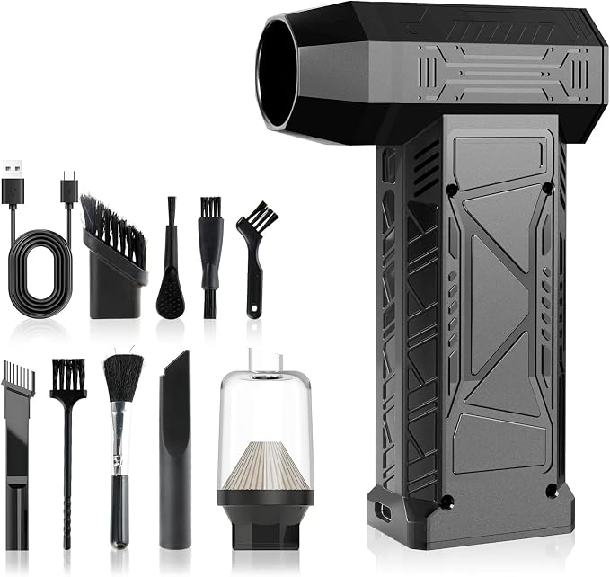 High-Speed Turbo Handheld Fan & Vacuum Cleaner Combo | 130,000 RPM Brushless Motor | Powerful Rechargeable Portable Fan 