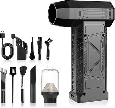 High-Speed Turbo Handheld Fan & Vacuum Cleaner Combo | 130,000 RPM Brushless Motor | Powerful Rechargeable Portable Fan 