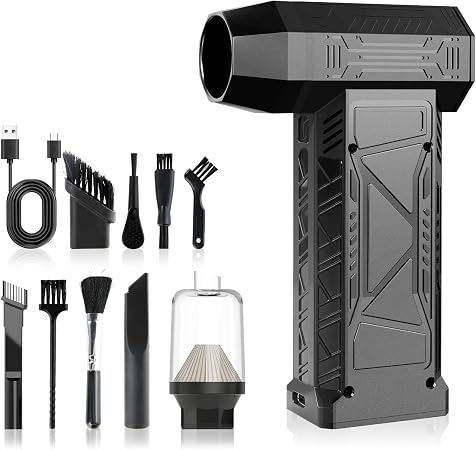 High-Speed Turbo Handheld Fan & Vacuum Cleaner Combo | 130,000 RPM Brushless Motor | Powerful Rechargeable Portable Fan 