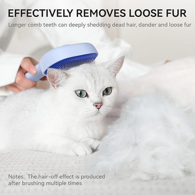 aumuca Skin Friendly Self-Cleaning Slicker Brush for Dogs & Cats, Gentle Pet Grooming Tool for Shedding & Deshedding, Efficient Hair Remover for Long & Short Haired Pets