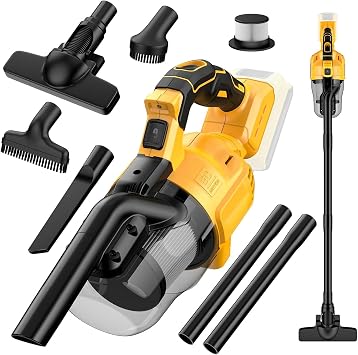 Cordless Vacuum Cleaner for Dewalt 20V Battery, 5 in 1 Handheld Electric Vacuum with Washable HEPA Filter，50CFM 100AW Co