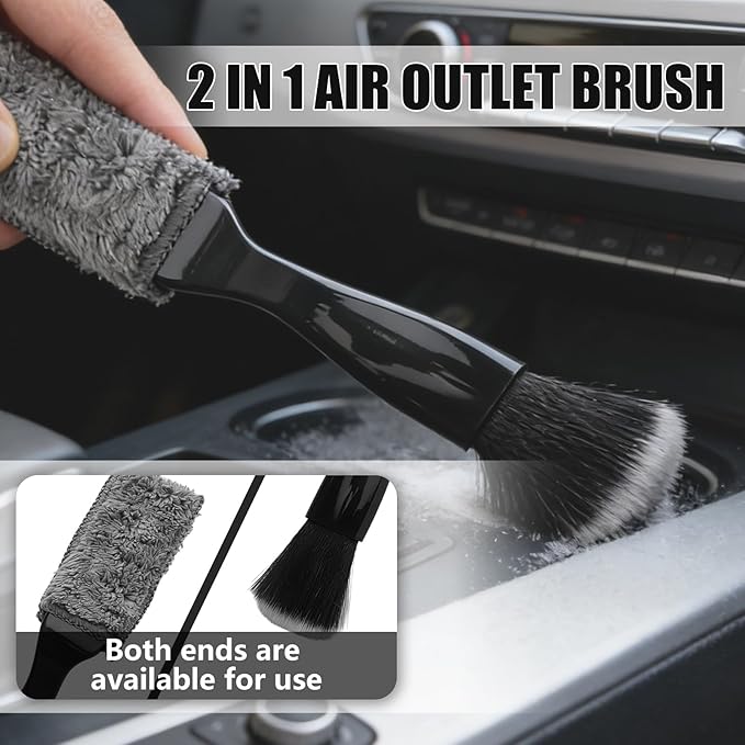 10PCS Car Detailing Brush Kit, Soft Boar Hair Brush, Car Interior Detail Brush, Fiber Brush, Car Dust Removal Brush, Car Cleaning Gel, Car Interior Cleaning Kit for Trucks, Cars, RVs, SUVs