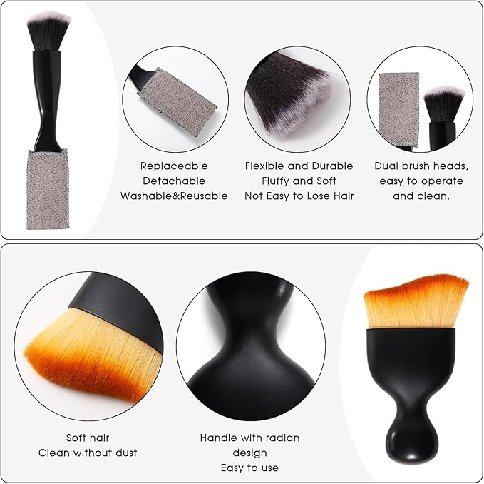 5PCS Car Detailing Brush Set with Car Cleaning Gel Car Cleaning Brushes,Car Dust Brush,Car Interior Detailing Brush for Vehicle Cleaning,Car Accessories for Truck, SUV, Interior