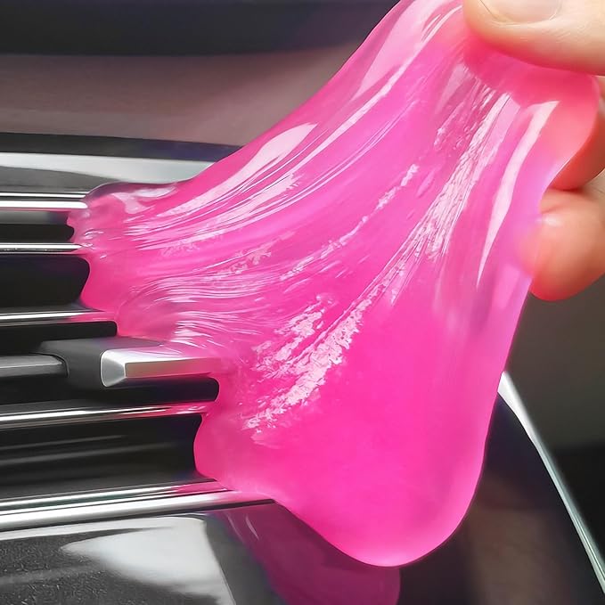 Car Cleaning Gel, Reusable Dust Remover for Air Vents, Dashboard, Console, Universal Fit Automotive Detailing Tool, Pink