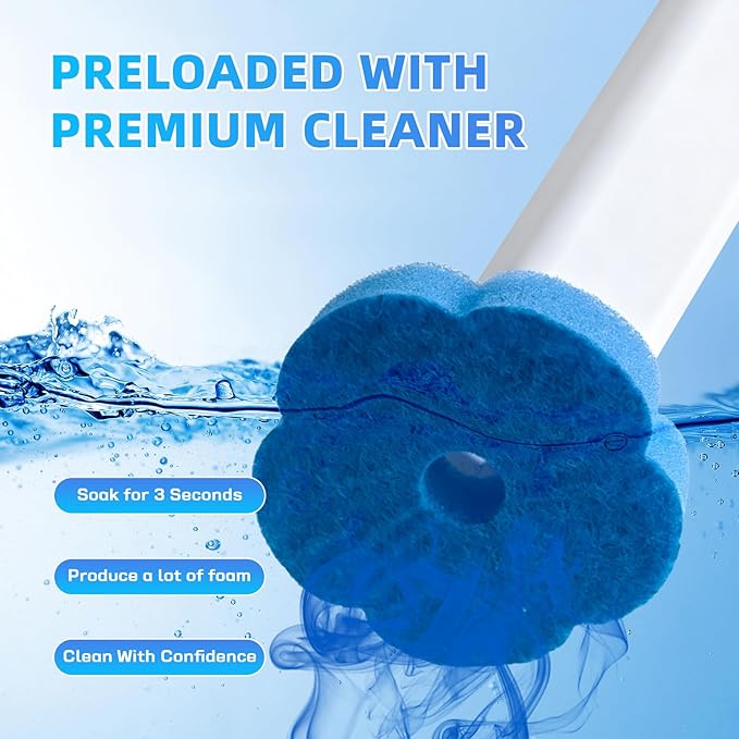 Disposable Toilet Brush with 48 Refills, ,Toilet Bowl Cleaner,Toilet Cleaning Supplies,Toilet Bowl Brush,automatic lid-opening and closing toilet brush with Holder for Bathroom Deep Cleaning & Hygiene