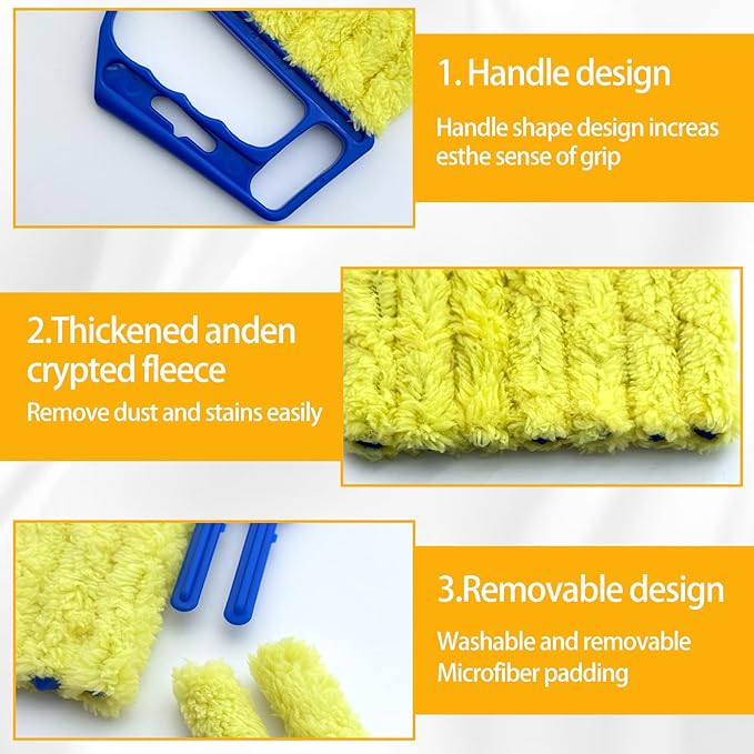 2 Pcs Blinds Cleaner Duster Tool 7 Finger Microfiber Washable Blind Cleaner Mini Window Dusters for Cleaning Dust Remova for Window Air Conditioner Vent Fans Venetian Shades Wood Blinds Dust Dirt