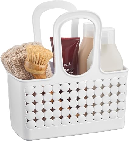 iDesign Portable Plastic Shower Tote Caddy with Handle, White