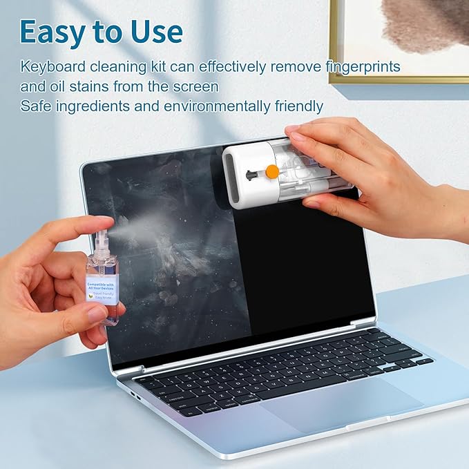 Keyboard Cleaner Laptop Cleaning Kit - All in One Computer Tech Cleaning Brush, Multi-Function Pc Accessories with Airpod Cleaning Kit, Electronic Laptop Screen Cleaner for MacBook, iPhone, Gaming