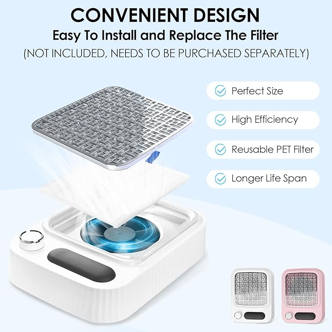 2PACK Reusable Nail Dust Collector Filter, Replacement Filters Compatible with Nail Duster Collector, Powerful Nail Vacuum Nail Filters, Nail Dust Extractor Replacement, Easy to Clean 5.51x5.31inch