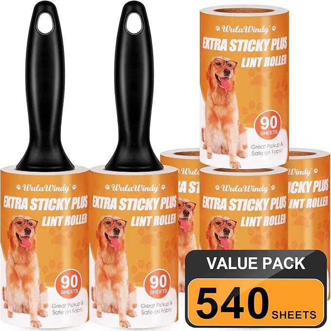 WulaWindy Lint Roller for Pet Hair, Extra Sticky Lint Rollers Pet Hair Remover for Clothes, Work Great on Pet Hair Value Pack (4 Pack) (6 Pack)