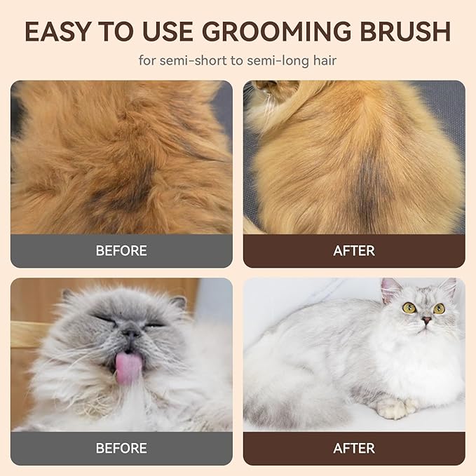 Aumuca Cat Brushes for Indoor Cats Dog Hair Brush for Shedding Long or Short Haired Cats Grooming Deshedding Brush for Dog Kitten Horse Massage Removes Loose Fur, Brown