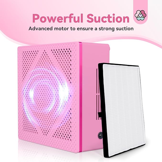 SAVILAND Nail Dust Collector, 60W Powerful Nail Vacuum Dust Collector with Brush, Compact Electric Dust Suction Machine with Reusable Filter Manicure Tool for Acrylic Nail Gel Polishing,Salon & Home
