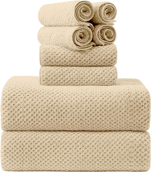 8-Piece Bath Towel Set, 2 Extra Large Bath Towel Sheets, 2 Hand Towels and 4 Washcloths - Highly Absorbent Quick Dry Mic