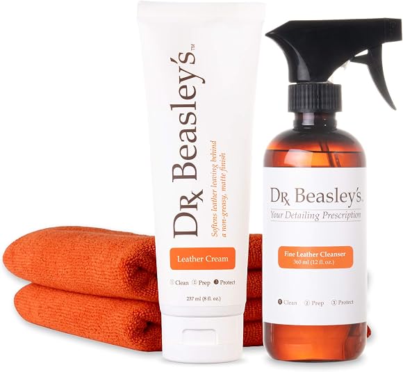 Dr. Beasley's Fine Leather Cleanser + Leather Cream Kit- Removes Dirt and Grime, Extends Leather Life-Span, Maintains Na