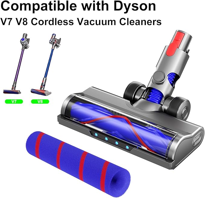 Compatible with Dyson Vacuum Attachments Motor Head Apply to V7 V8 Series Cordless Vacuum Cleaners Motorized Tool with Cleaning Brush, Head Replacement Parts for Cleaning at Home (V7/8)