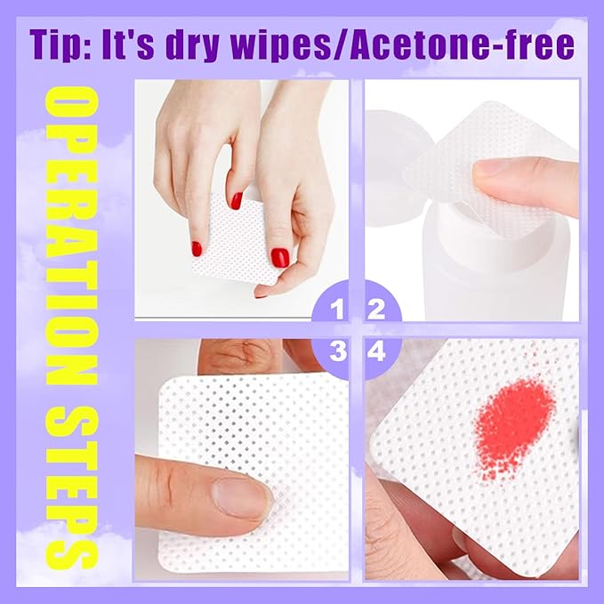 NXJ INFILILA Lint Free Nail Wipes, 540PCS Non-Woven Fabric Dry Nail Prep Wipes, Super Absorbent Nail Polish Remover Wipes Lash Extensions Glue Nail Cleaning Pads for Salon Supplies