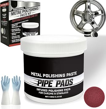3.5Oz Pipe Polishing Pads - Car Detailers Wheels Gloss Restorer, Buffing and Finishing Care Set for Car Exhaust Pipes & 