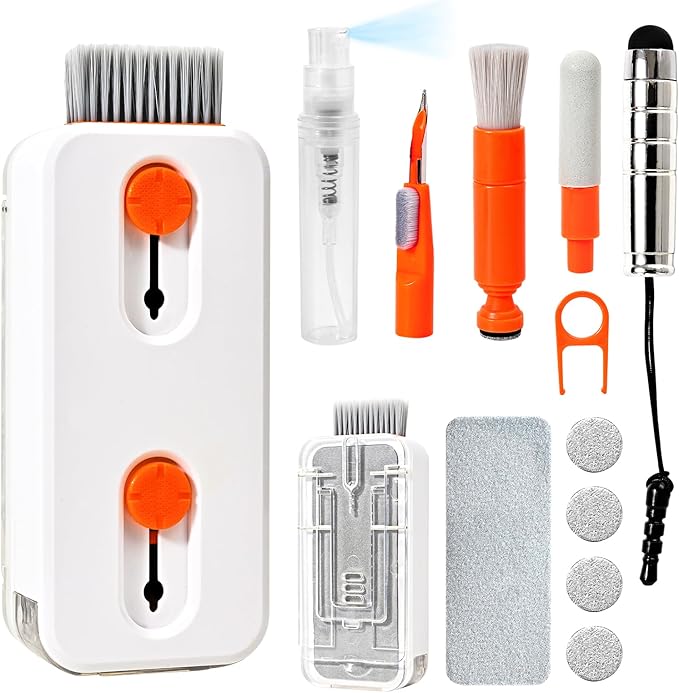 Keyboard Cleaner Laptop Cleaning Kit, Keyboard Cleaning Kit with Retractable Keyboard Brush and Multi-Function Cleaning Pen for MacBook iPad iPhone, Tablet, PC, Camera Lens, Phone, PC Monitor