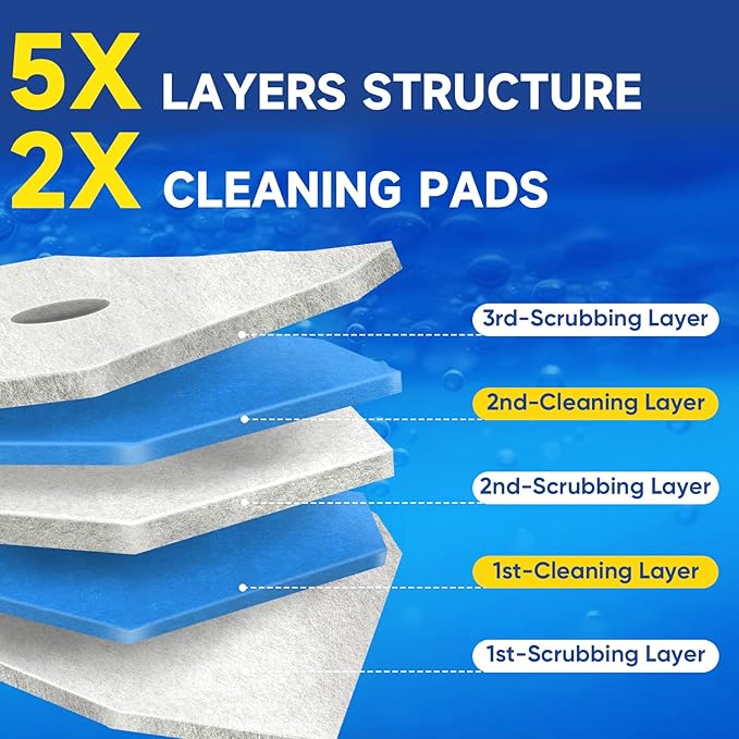 15Ct Aromative Toilet Brush Refills, Toilet Bowl Cleaner Refills, Double-Layer Cleaning Pads Added, Disposable Refill Heads for Toilet Bowl Cleaner Wands，Lemon, Blue Ocean, Lavender （Patented）