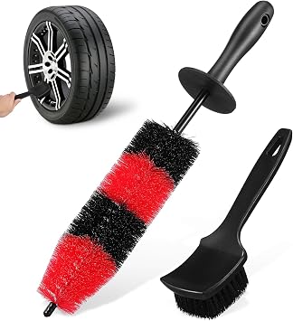 ULTECHNOVO 2Pcs Wheel Rim Brush & Tire Brush, car Detailing kit, 16.5” Long Soft Wheel Brush 5 car wash Detail Brush Car