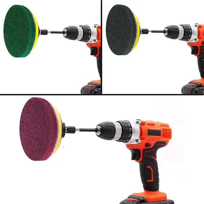 Power Scrubber Pads Drill Attachment, GOH DODD 26 Pieces 4 Inch Headlight Restoration Kit Drill Brush Scouring Cleaning Pads for Kitchen, Bathroom, Grout, Carpet, Shower, Tub, Grill,Tile, Sanding